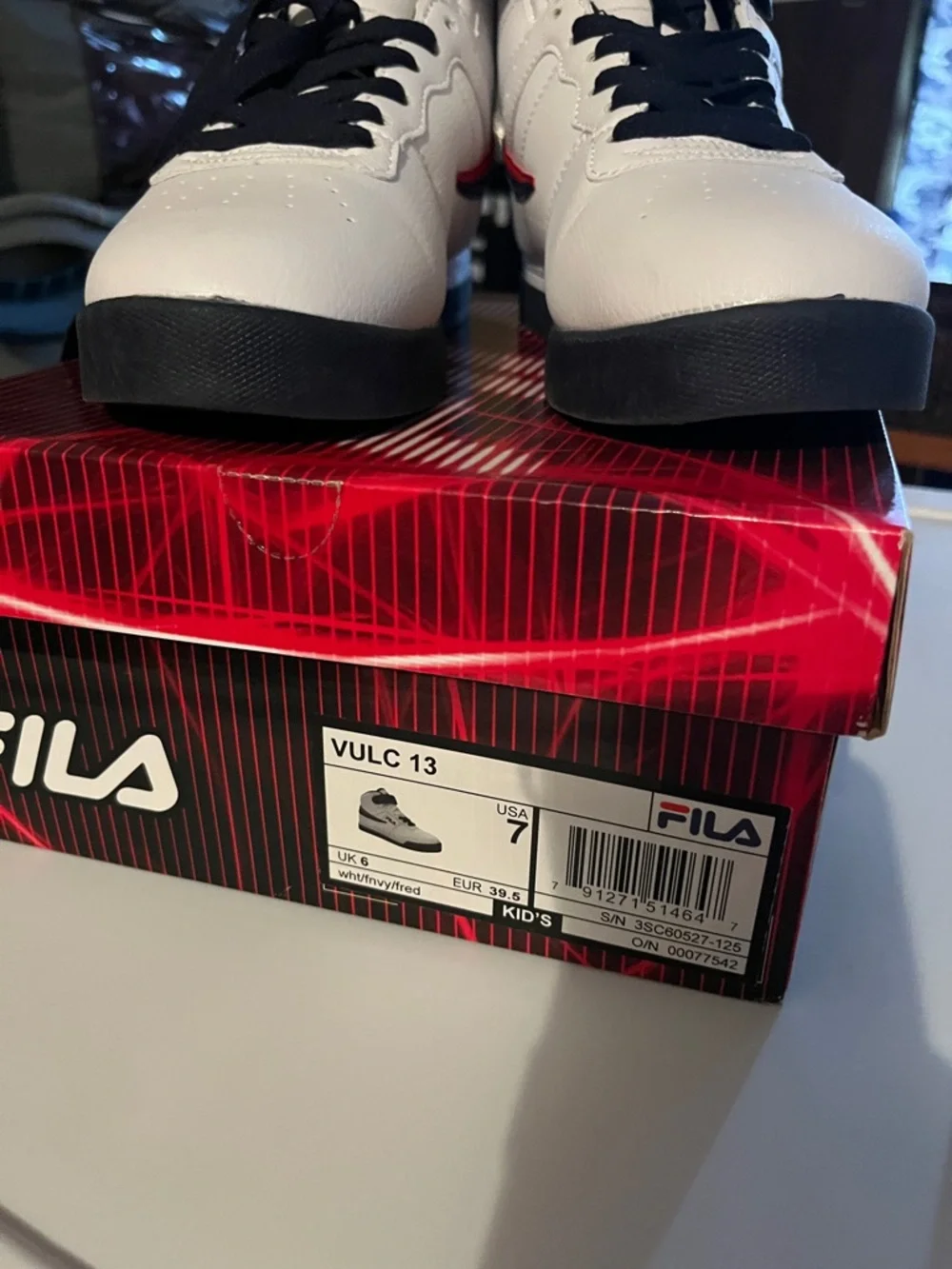 Fila Men's White High-Top Sneakers with Red and Black Accents - Picture 5 of 5